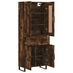 Berkfield Elegant Highboard Smoked Oak 69.5X34X180 Cm Engineered Wood - thumbnail 4