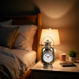Oil Lamp Table Clock Yellow Brass Metal Desk Clock With Classic Lantern Design, Battery Operated Quartz Timepiece For Home - thumbnail 8
