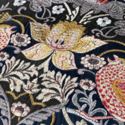Morris & Co Strawberry Thief Embroidered Velvet Cushion Cover - thumbnail 5
