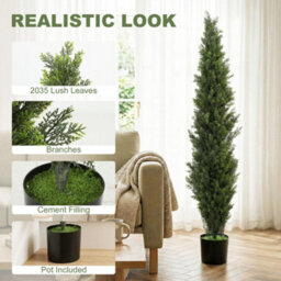 Homcom Set Of 2 Decorative Artificial Plants Cypress In Weighted Pot, 150Cm - thumbnail 4