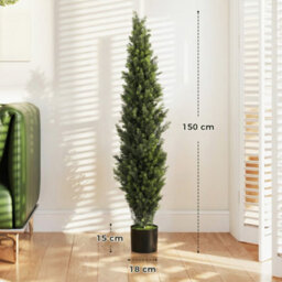 Homcom Set Of 2 Decorative Artificial Plants Cypress In Weighted Pot, 150Cm - thumbnail 3