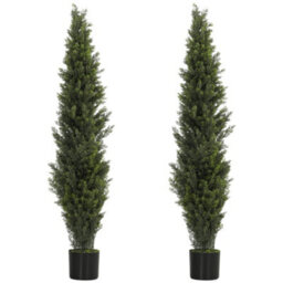 Homcom Set Of 2 Decorative Artificial Plants Cypress In Weighted Pot, 150Cm - thumbnail 2