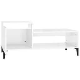Berkfield Durable Coffee Table High Gloss White 100X50X45 Cm Engineered Wood - thumbnail 6