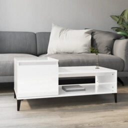 Berkfield Durable Coffee Table High Gloss White 100X50X45 Cm Engineered Wood - thumbnail 2