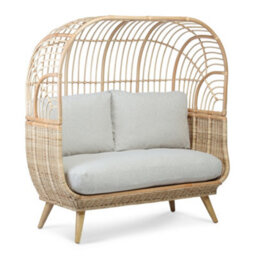 Desser Cocoon Indoor Rattan 2 Seater Sofa With Beige Cushion - thumbnail 1