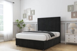 "Comfort Denver Black Plush Divan Bed Set No Drawers - 54"" Floor Standing 5' King" - thumbnail 2