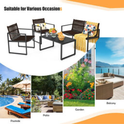 Costway 4 Pieces Outdoor Patio Chairs Set With Coffee Table - thumbnail 3