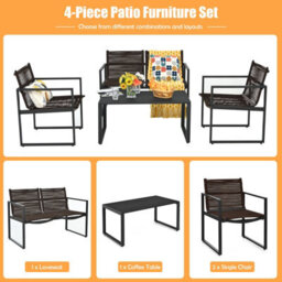 Costway 4 Pieces Outdoor Patio Chairs Set With Coffee Table - thumbnail 6