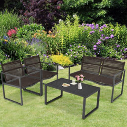 Costway 4 Pieces Outdoor Patio Chairs Set With Coffee Table - thumbnail 7