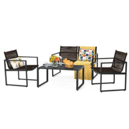 Costway 4 Pieces Outdoor Patio Chairs Set With Coffee Table - thumbnail 1