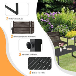 Costway 4 Pieces Outdoor Patio Chairs Set With Coffee Table - thumbnail 5