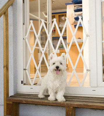 Bettacare Expandable Pet Barrier, 60Cm - 108Cm, White, Wooden, Retractable Dog Safety Gate, Barrier For Puppy And Dog - image 1