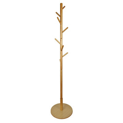 Keypak Wooden Coat Stand With Round Base, 170Cm Freestanding Clothes Rack - Pine - image 1