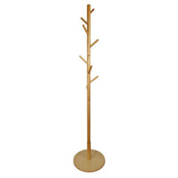 Keypak Wooden Coat Stand With Round Base, 170Cm Freestanding Clothes Rack - Pine - thumbnail 1