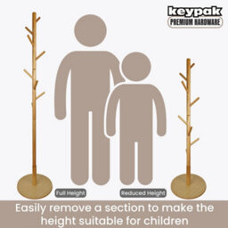 Keypak Wooden Coat Stand With Round Base, 170Cm Freestanding Clothes Rack - Pine - thumbnail 3