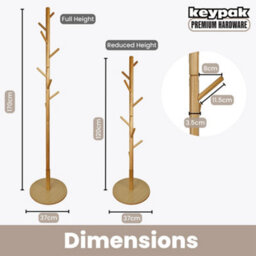 Keypak Wooden Coat Stand With Round Base, 170Cm Freestanding Clothes Rack - Pine - thumbnail 4