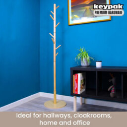 Keypak Wooden Coat Stand With Round Base, 170Cm Freestanding Clothes Rack - Pine - thumbnail 5