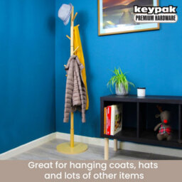 Keypak Wooden Coat Stand With Round Base, 170Cm Freestanding Clothes Rack - Pine - thumbnail 6