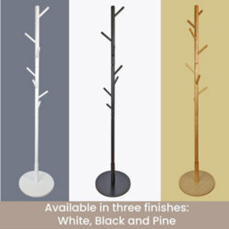 Keypak Wooden Coat Stand With Round Base, 170Cm Freestanding Clothes Rack - Pine - thumbnail 7