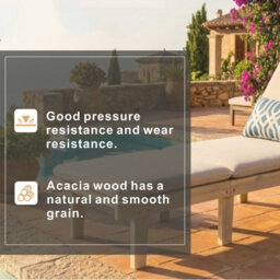 Abrihome Wooden Sun Lounger With Cushion, 61X200X76Cm, Weather-Resistant Solid Wood Frame, Garden Patio Recliner - thumbnail 3