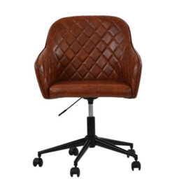 Lakeland Furniture Opus Vintage Brown Faux Leather Black Swivel An Height Adjustable Base Office Chair - thumbnail 1