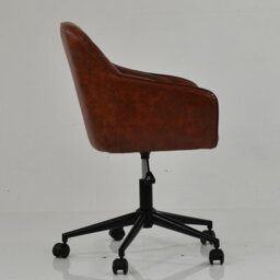 Lakeland Furniture Opus Vintage Brown Faux Leather Black Swivel An Height Adjustable Base Office Chair - thumbnail 5