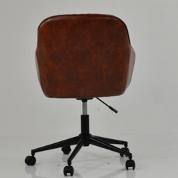 Lakeland Furniture Opus Vintage Brown Faux Leather Black Swivel An Height Adjustable Base Office Chair - thumbnail 6