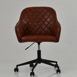 Lakeland Furniture Opus Vintage Brown Faux Leather Black Swivel An Height Adjustable Base Office Chair - thumbnail 3