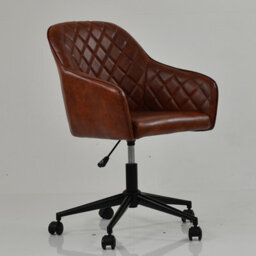 Lakeland Furniture Opus Vintage Brown Faux Leather Black Swivel An Height Adjustable Base Office Chair - thumbnail 4
