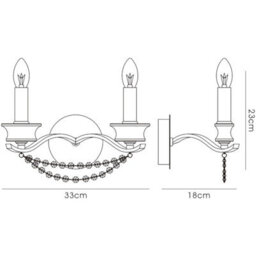 Luminosa Lighting Luminosa Nydia Wall Lamp 2 Light E14 Polished Chrome/crystal - thumbnail 4