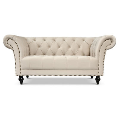 Bravich Cambridge Chesterfield 2 Seater Sofa - Velvet Cream - image 1