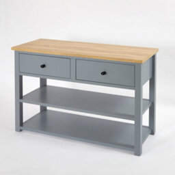 Homestylestore 1215mm Light Grey And Oak Bathroom Vanity Unit With Round Countertop Basins And Black Round Handles - thumbnail 2