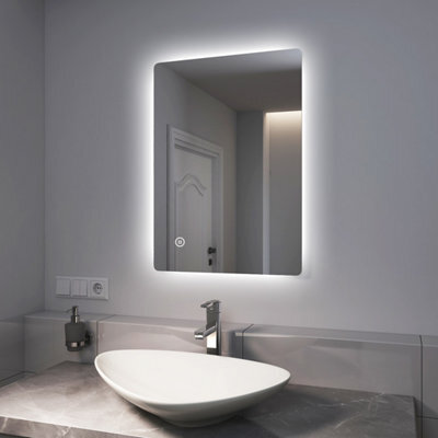 Emke Illuminated Bathroom Mirrors With Shaver Socket, Led Mirrors With Extra Fuse, Dimmable & Demister, 500X700mm - image 1