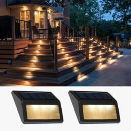 2Pk Solar Step Lights - Waterproof Outdoor Deck & Pathway Lights For Patio, Garden, Driveway (Warm White)