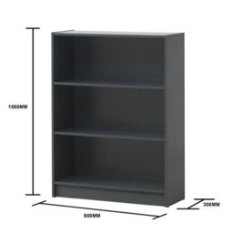 Timber Art Design 3 Tier Bookcase Wide Display Shelving Storage Unit Wood Furniture Dark Grey - thumbnail 5