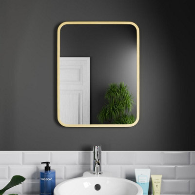Harper & Harlow 390X500 Antila Brushed Brass Rounded Edge Mirror - image 1