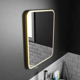 Harper & Harlow 390X500 Antila Brushed Brass Rounded Edge Mirror - thumbnail 2