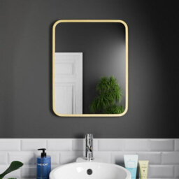Harper & Harlow 390X500 Antila Brushed Brass Rounded Edge Mirror - thumbnail 1