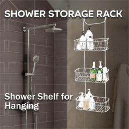 New 3 Tier White Over Shower Screen Caddy Hanging Bathroom Organiser Tidy - thumbnail 6