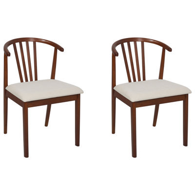 Beliani Set Of 2 Dining Chairs Craig Wood Dark Brown/ Beige - image 1