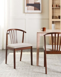 Beliani Set Of 2 Dining Chairs Craig Wood Dark Brown/ Beige - thumbnail 2