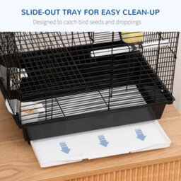 Pawhut Metal Bird Cage, With Plastic Perch, Swing Ring, Handle, 39 X 33 X 47Cm - thumbnail 5