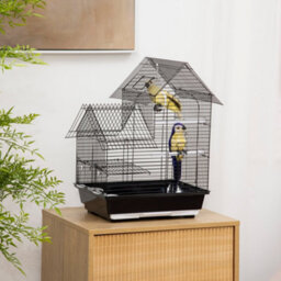 Pawhut Metal Bird Cage, With Plastic Perch, Swing Ring, Handle, 39 X 33 X 47Cm - thumbnail 1