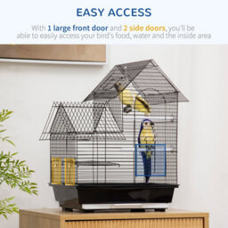 Pawhut Metal Bird Cage, With Plastic Perch, Swing Ring, Handle, 39 X 33 X 47Cm - thumbnail 6