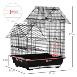 Pawhut Metal Bird Cage, With Plastic Perch, Swing Ring, Handle, 39 X 33 X 47Cm - thumbnail 3