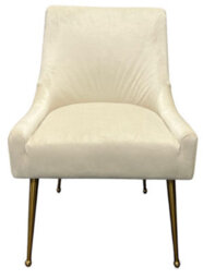 Stratus Interiors Luxury Milan Dining Chair - Gold Legs & Handle Ivory Cream Fabric