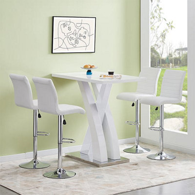 Furniture in Fashion Axara White High Gloss Bar Table With 4 Ripple White Stools - image 1