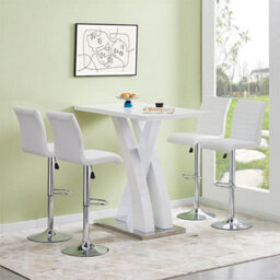Furniture in Fashion Axara White High Gloss Bar Table With 4 Ripple White Stools - thumbnail 1