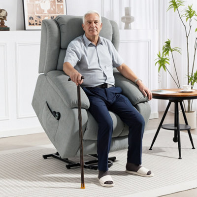 Homcom Power Lift Recliner, Lift Chair With Vibration Massage, Light Grey - image 1