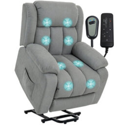 Homcom Power Lift Recliner, Lift Chair With Vibration Massage, Light Grey - thumbnail 2